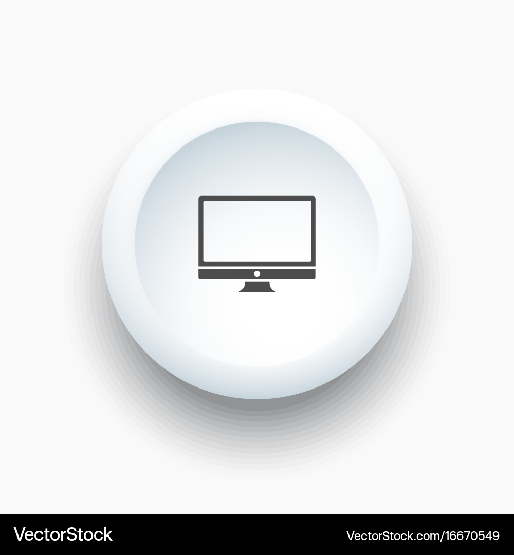 Computer icon on white button Royalty Free Vector Image