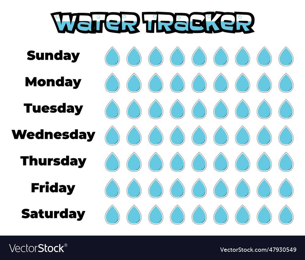 Daily water tracker balance calendar habit Vector Image