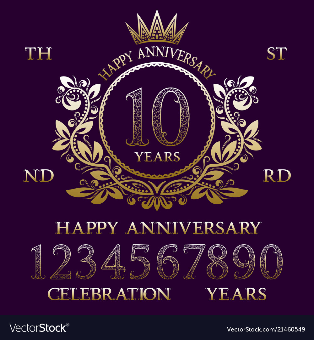 happy anniversary sign kit golden emblem elements vector image happy anniversary sign