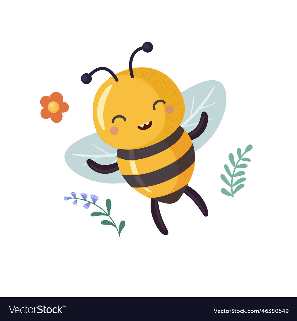 Lucky Bee Winner Cartoon Bee Cute Character Vector Image