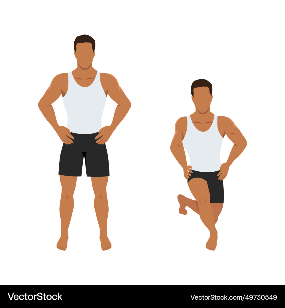 Man doing cross back lunges exercise Royalty Free Vector