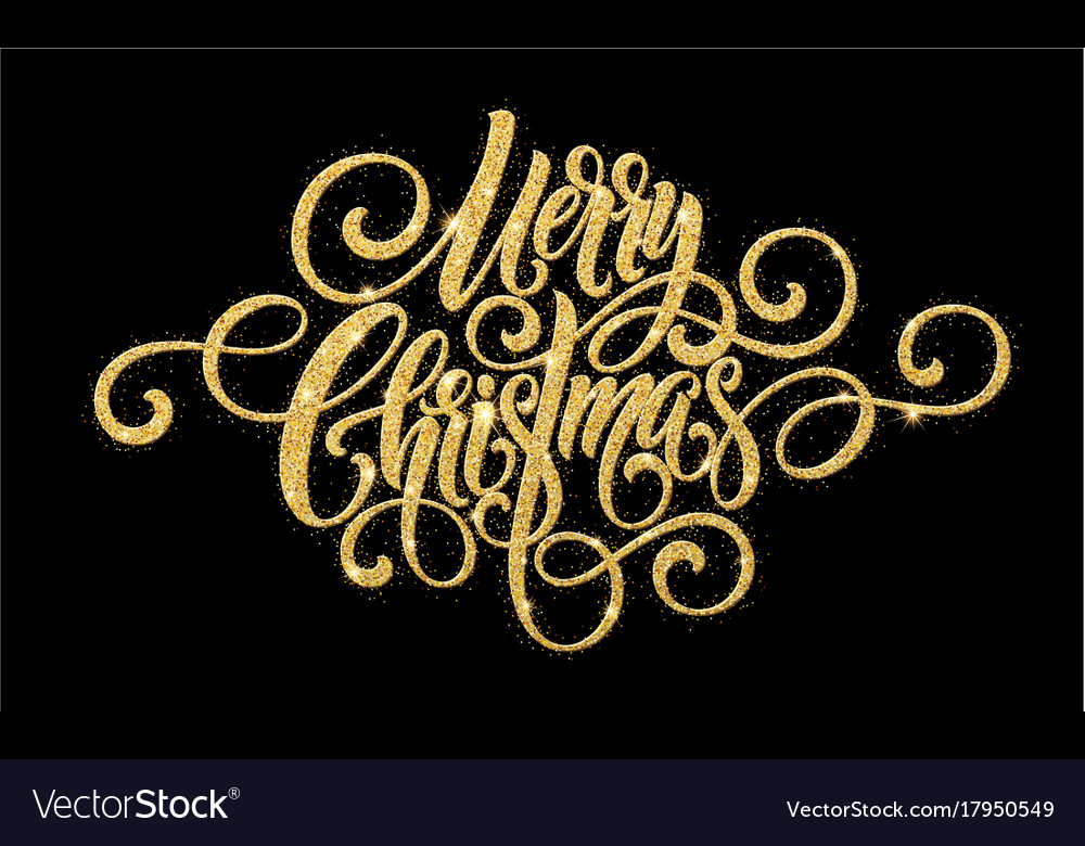 Merry christmas golden handwriting script Vector Image