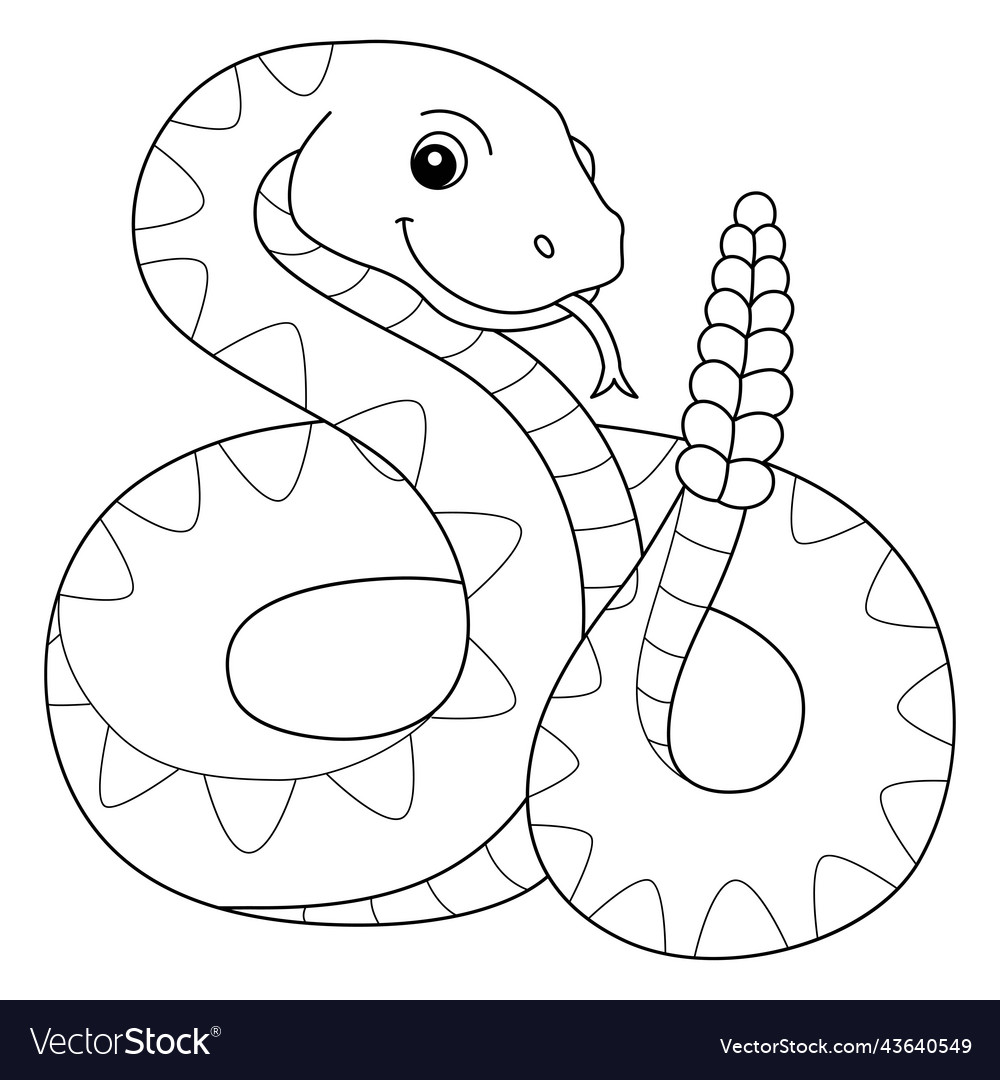 Rattlesnake animal isolated coloring page for kids