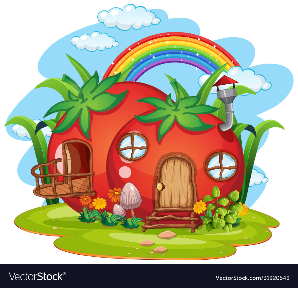 Tomato fairy house isolated Royalty Free Vector Image