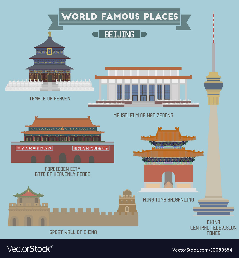 Beijing Famous Places Royalty Free Vector Image