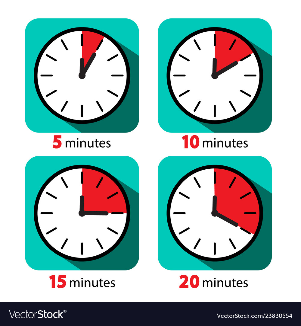 Clock icon stopwatch set five ten fifteen and Vector Image