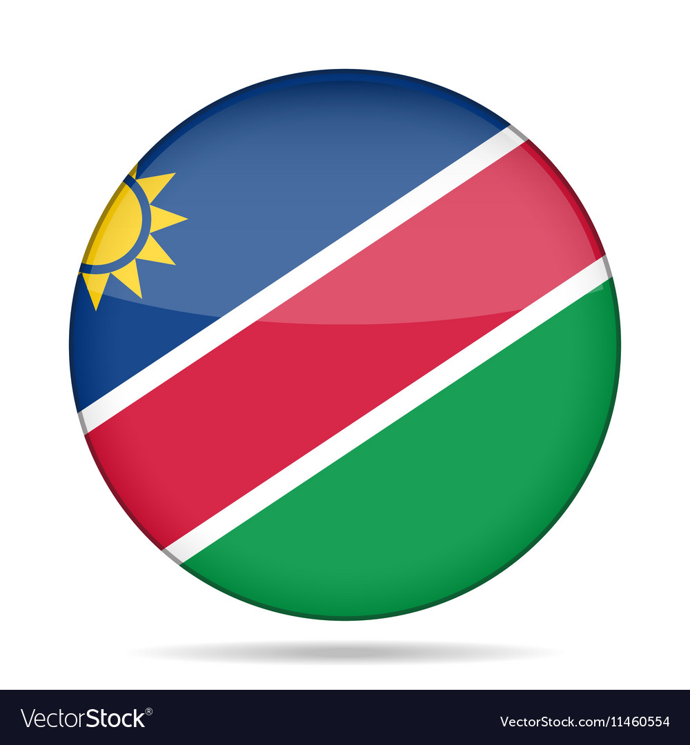 Flag of namibia shiny round button Royalty Free Vector Image