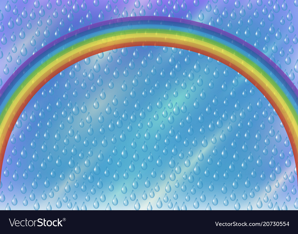 Sky with rainbow and rain