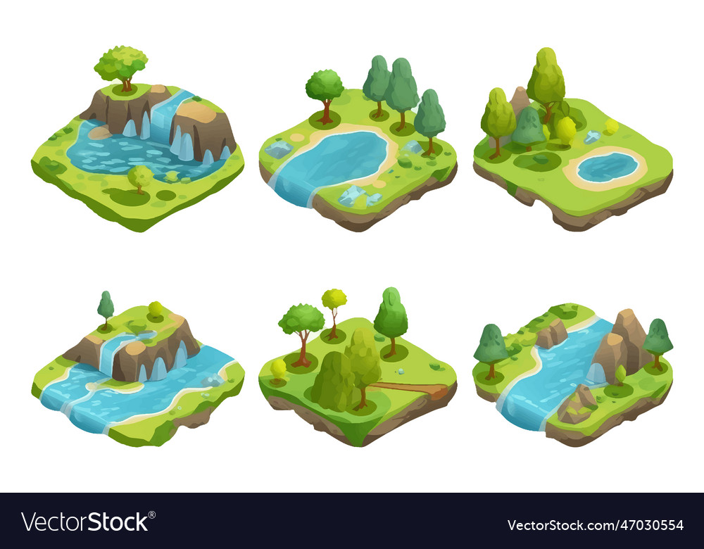 Ui set of isometric flying Royalty Free Vector Image