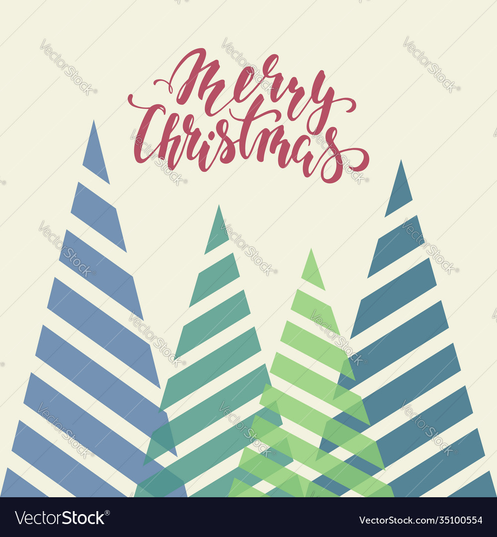 Vintage triangular stylized christmas trees hand Vector Image