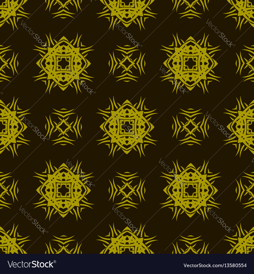 Yellow ornamental seamless line pattern