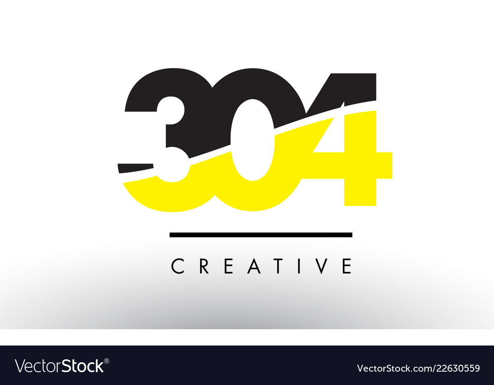 304 black and yellow number logo design Royalty Free Vector