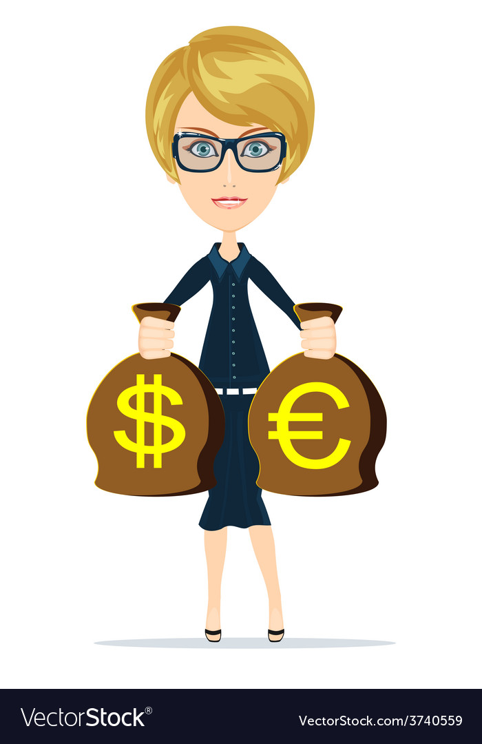 Business woman holding money Royalty Free Vector Image