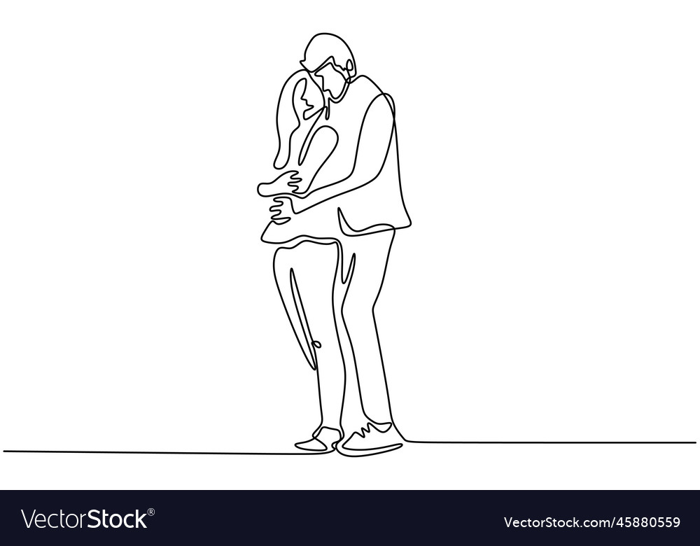 Drawing a continuous line of romantic couple Vector Image