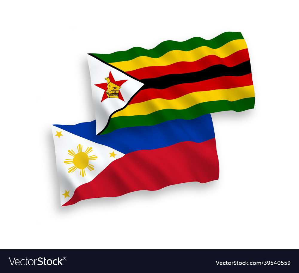 Flags of zimbabwe and philippines on a white Vector Image