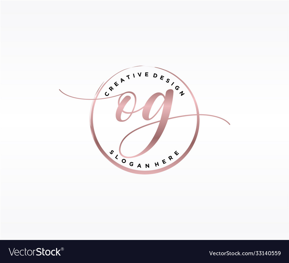 Initial og handwriting logo with circle template Vector Image