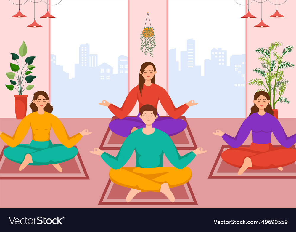 Mindfulness meditation of person with closed eyes Vector Image