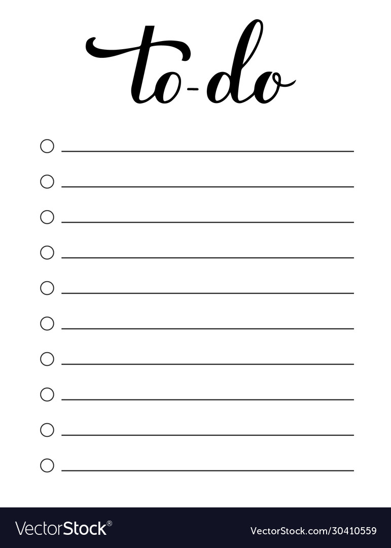 To do list planner template daily planner page Vector Image With Blank To Do List Template