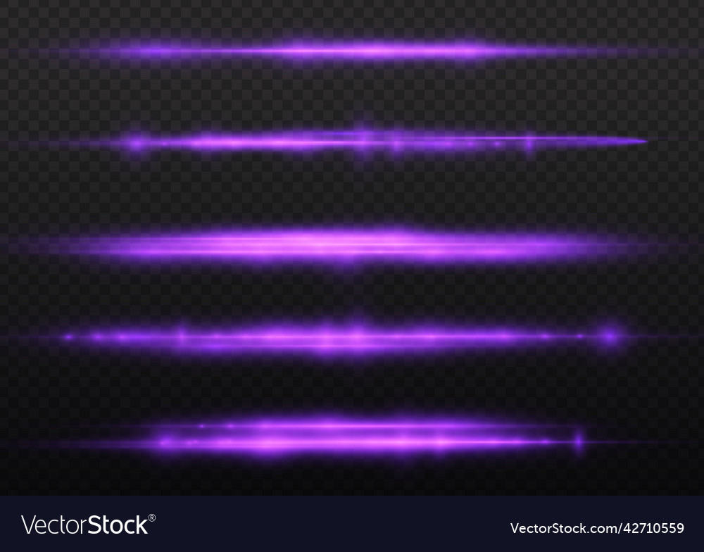 Violet light rays flash purple horizontal line Vector Image