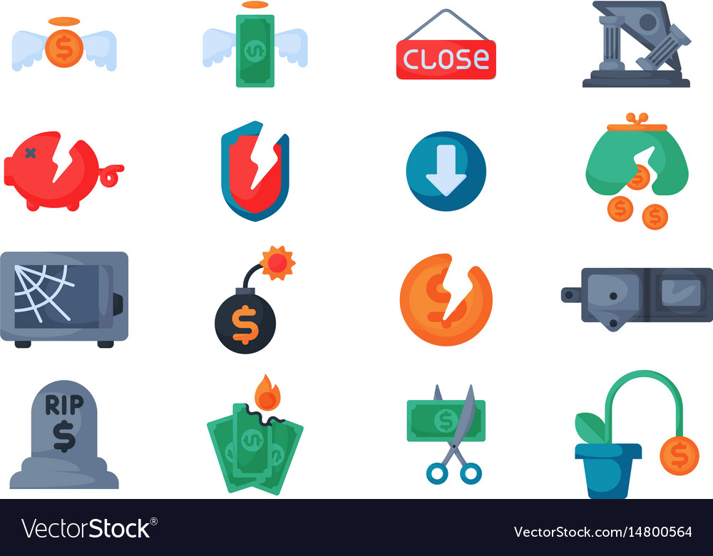 Crisis Symbols Concept Problem Economy Banking Vector Image