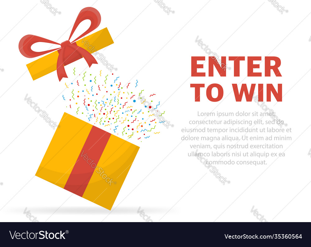 Enter to win prizes prize box opening Royalty Free Vector