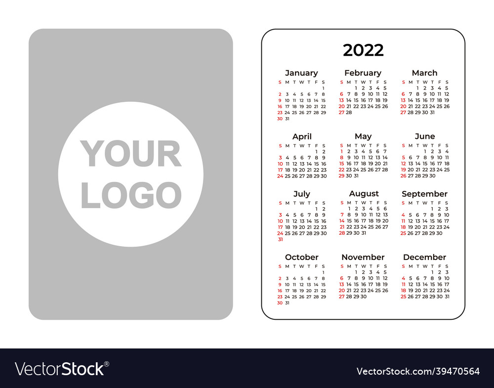 Printable Pocket Calendar 2022 Pocket Calendar 2022 Template With Place For Logo Vector Image