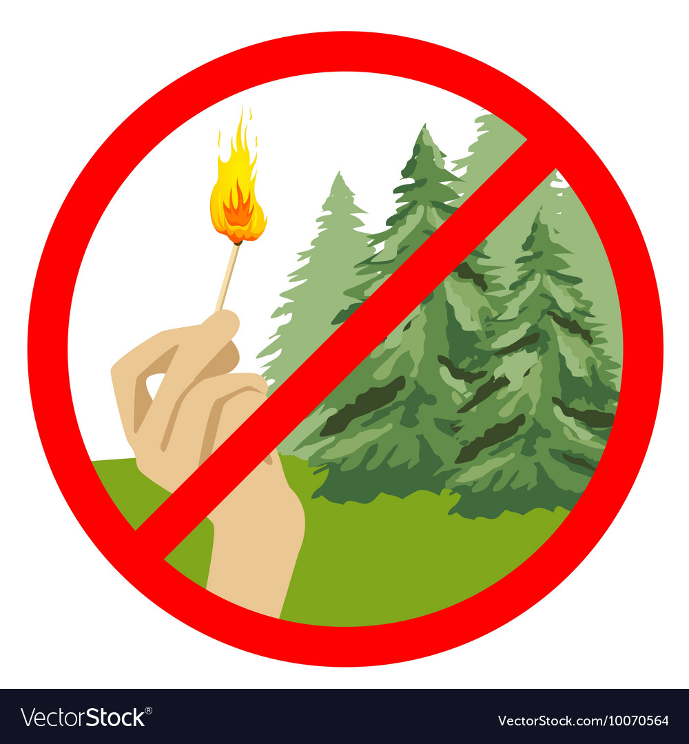 Stop symbol with hand holding burning match Vector Image