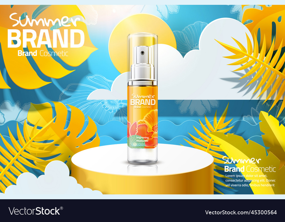 Summer cosmetic skincare ads Royalty Free Vector Image