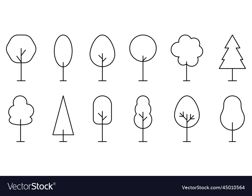 Tree line icons Royalty Free Vector Image - VectorStock