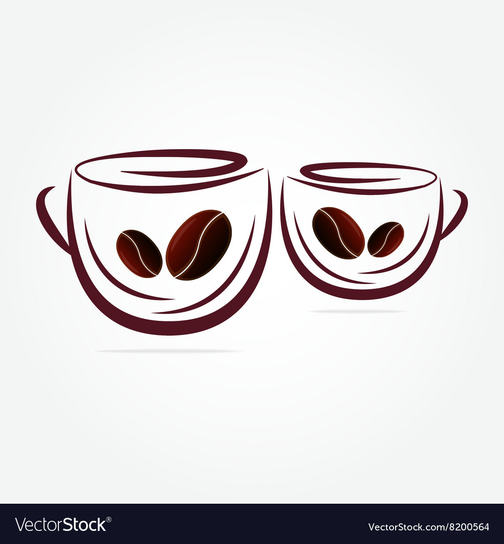 Two cups of coffee Royalty Free Vector Image VectorStock