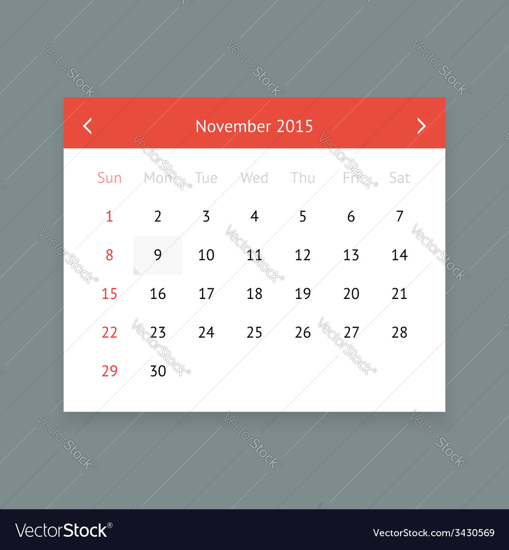 Calendar page for november 2015 Royalty Free Vector Image