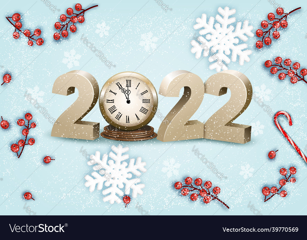 Merry Christmas 2022 3d Merry Christmas And Happy New Year 2022 Golden 3D Vector Image