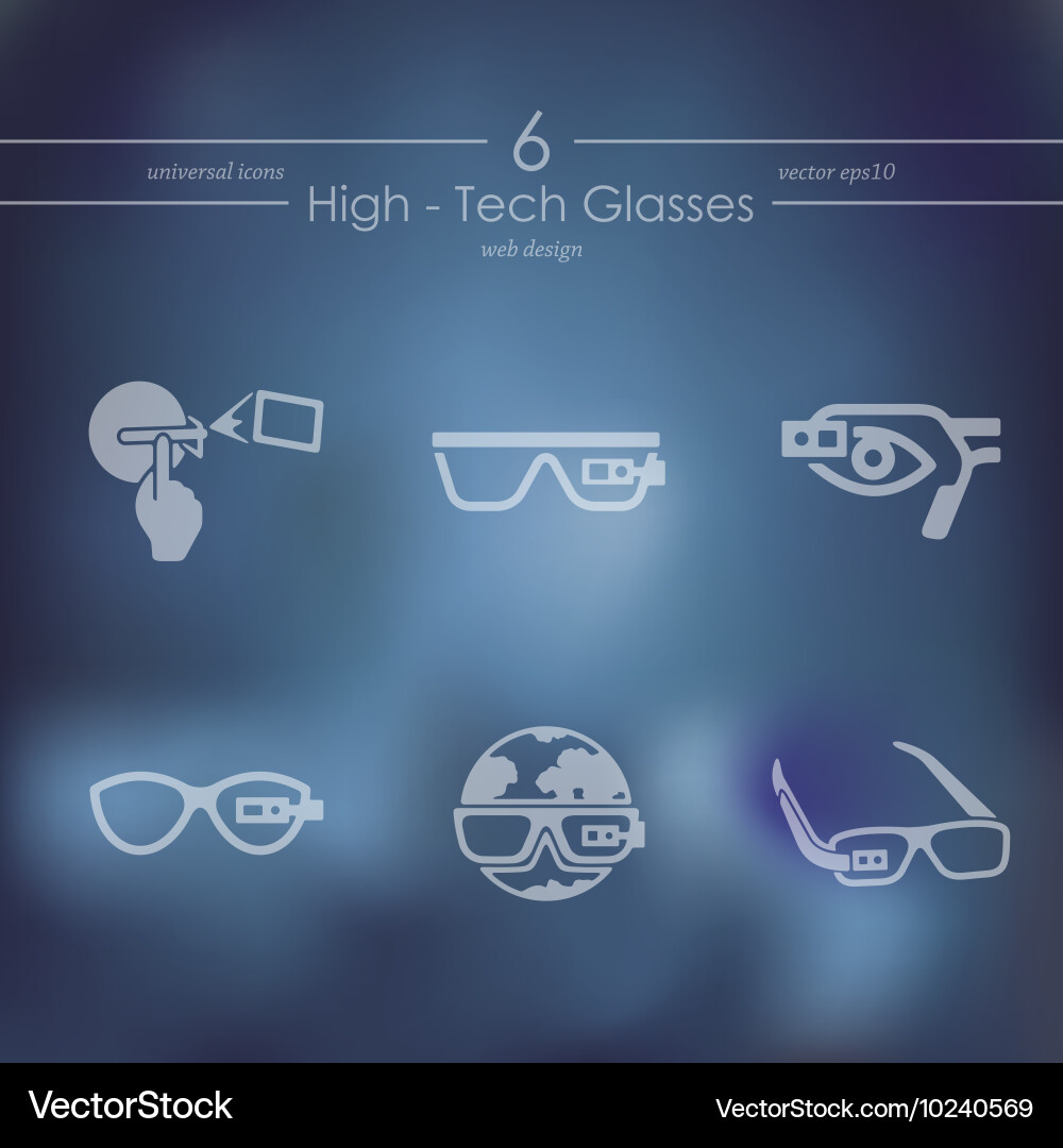 Set of high-tech glasses icons Royalty Free Vector Image