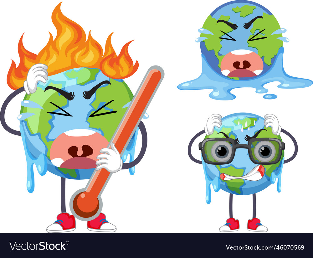 Set of melting earth Royalty Free Vector Image