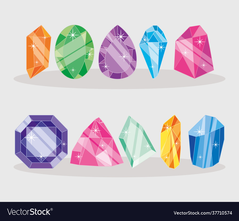 Colorful crystals set Royalty Free Vector Image