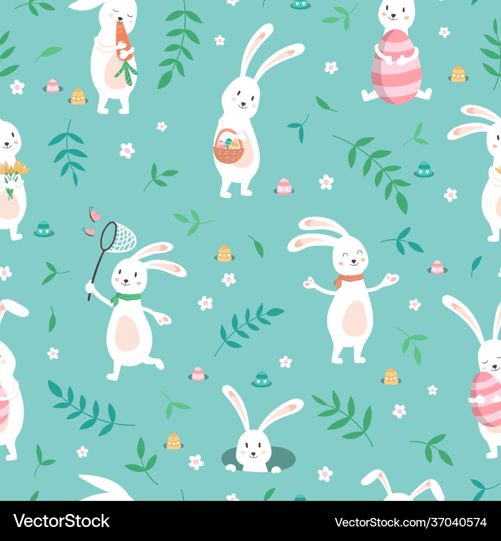 Cute hand drawn easter seamless pattern Royalty Free Vector