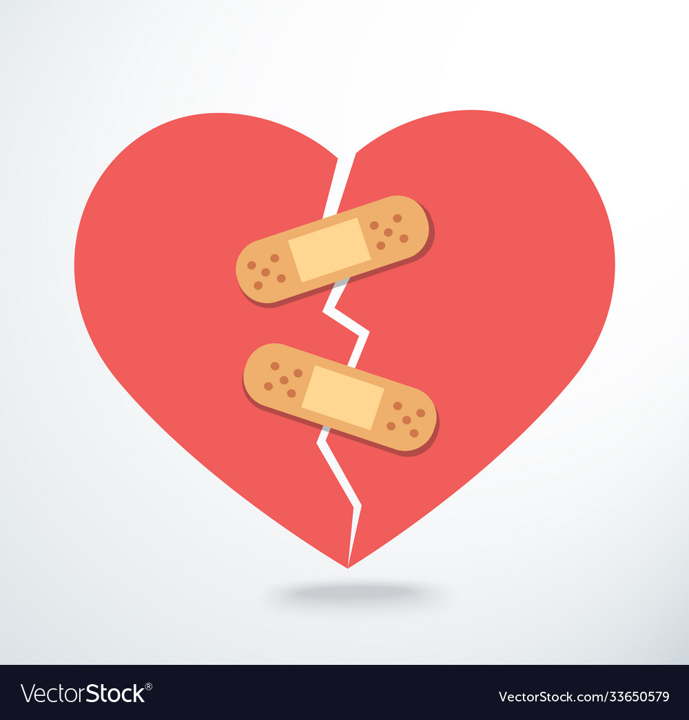 Sticking plaster on broken heart icon Royalty Free Vector