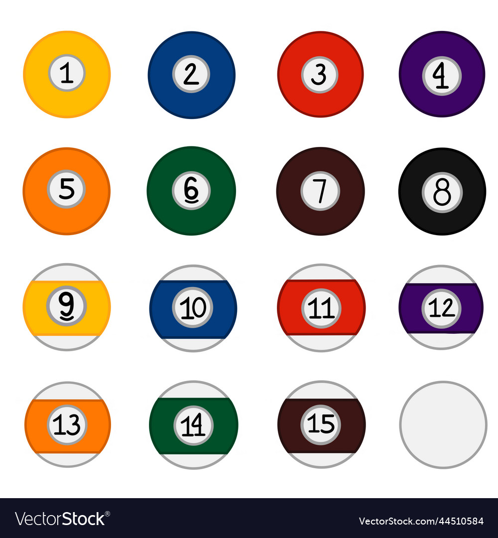 A set of billiard balls in different colors Vector Image