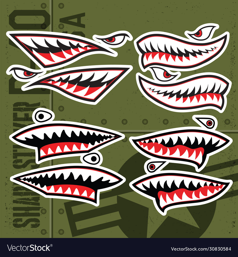 Flying tiger shark mouth sticker vinyl on green Vector Image