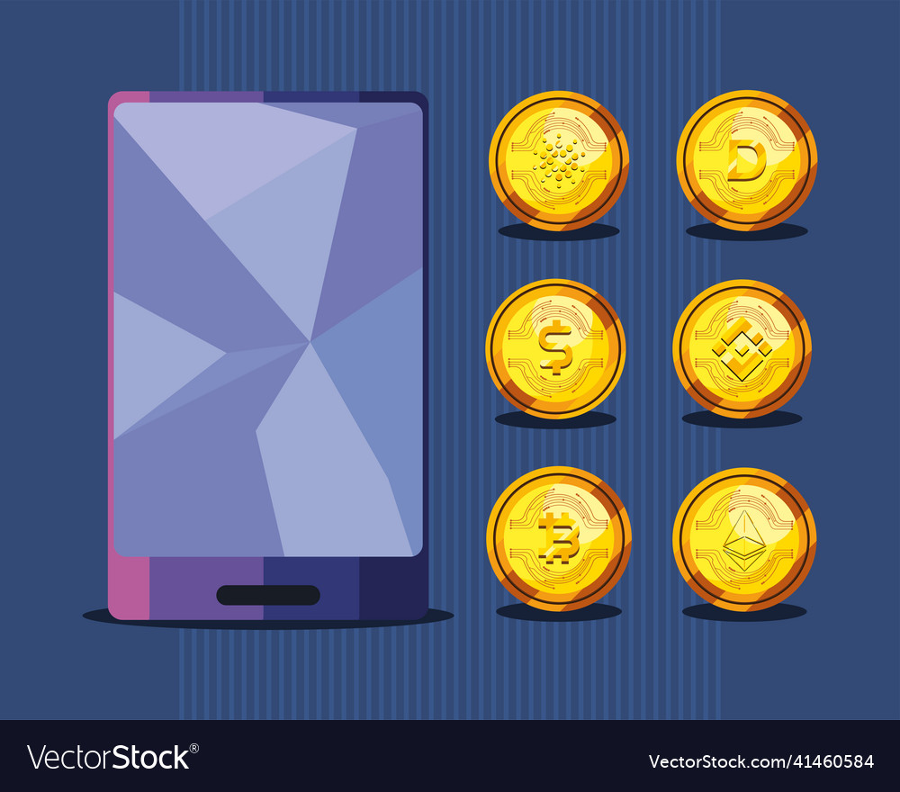 Seven cryptocurrencies items Royalty Free Vector Image