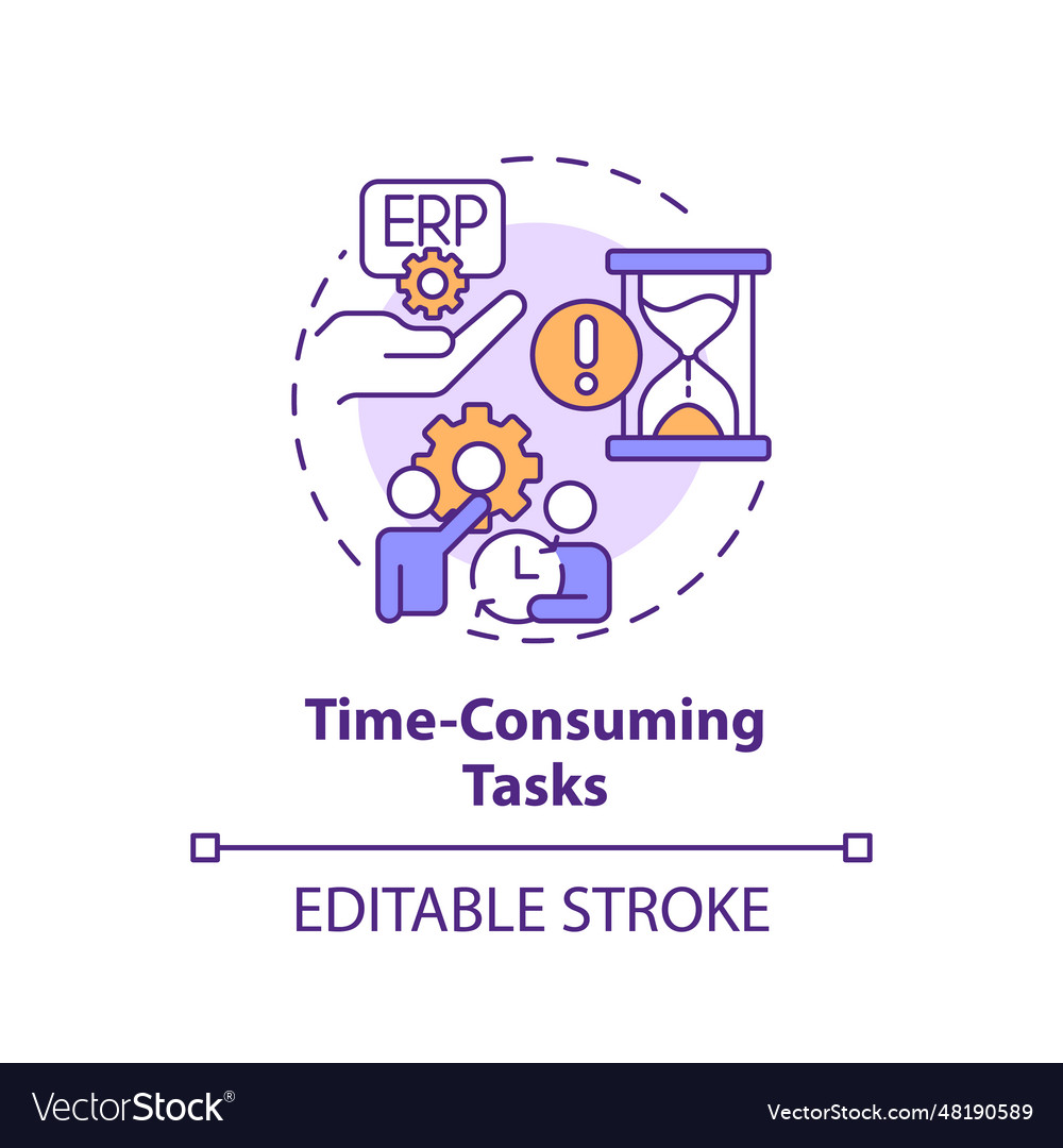 2d time consuming tasks line icon concept Vector Image