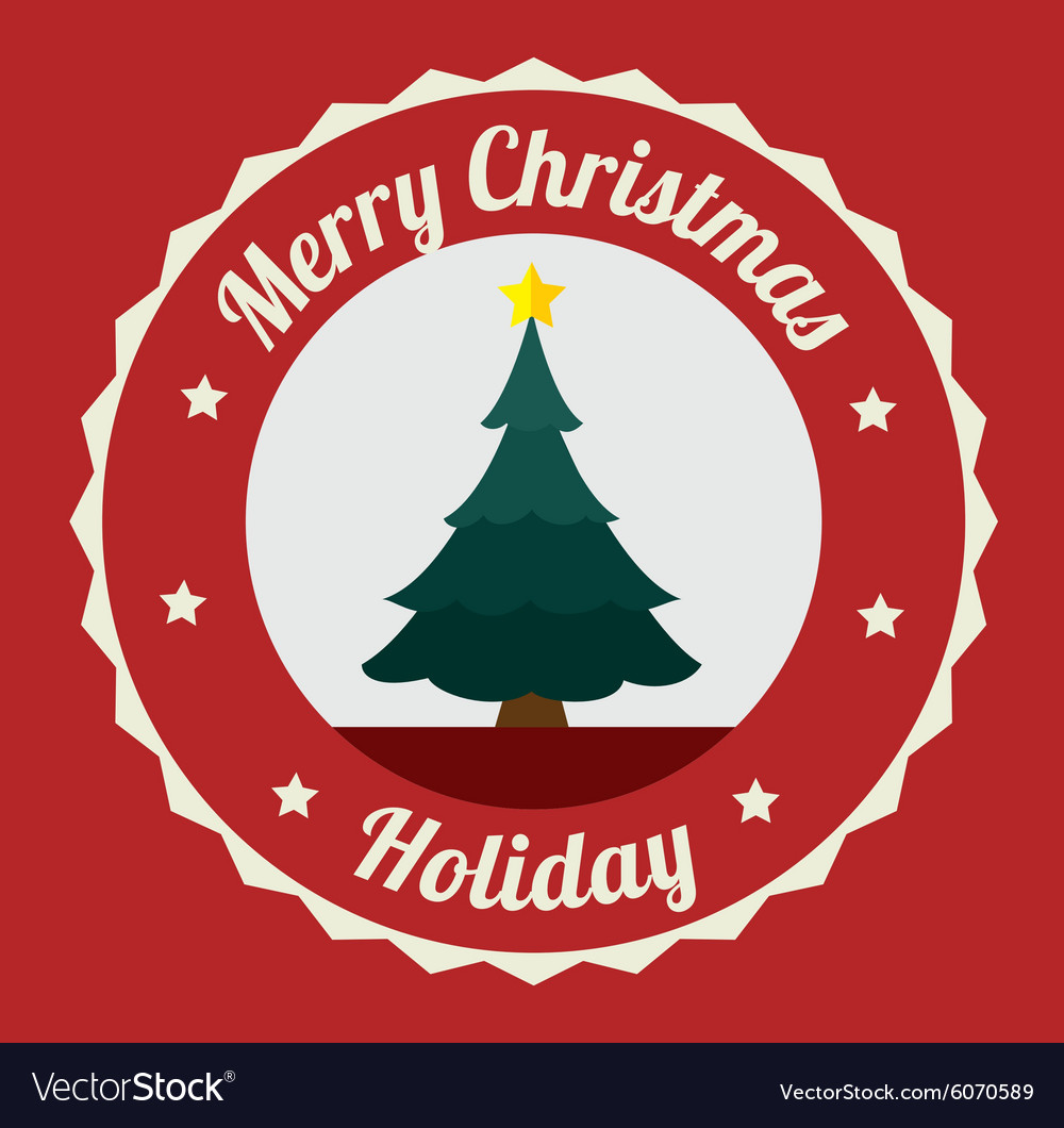 Merry christmas decorative stuffs and pine tree Vector Image