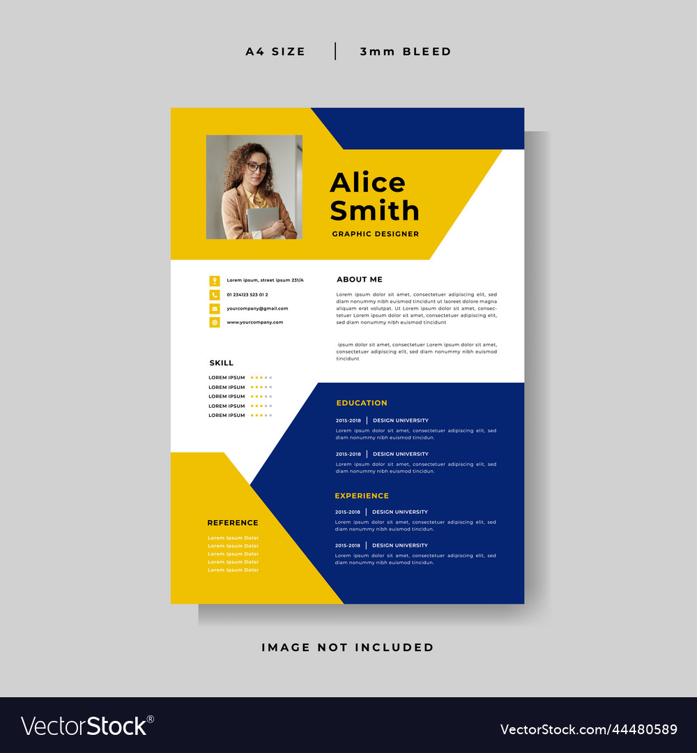 Modern curriculum vitae design template Royalty Free Vector