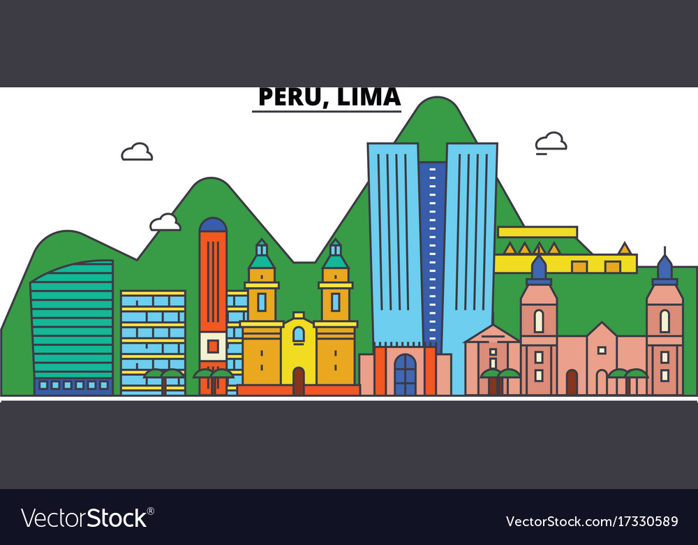 Peru lima city skyline architecture buildings Vector Image