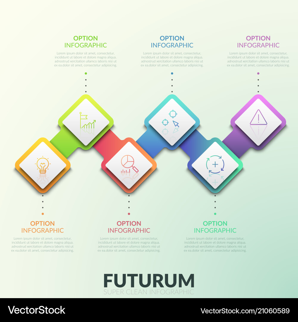 Six white paper square elements with thin line Vector Image