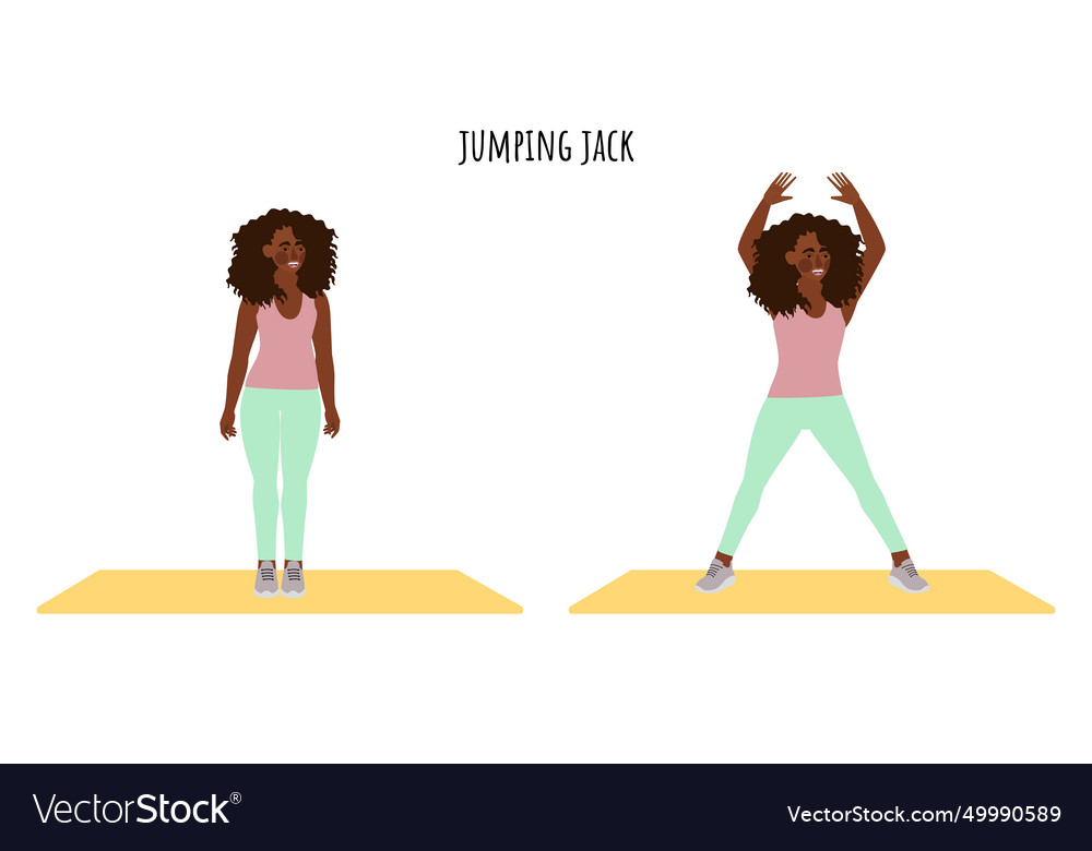 Young woman doing jumping jack exercise Royalty Free Vector