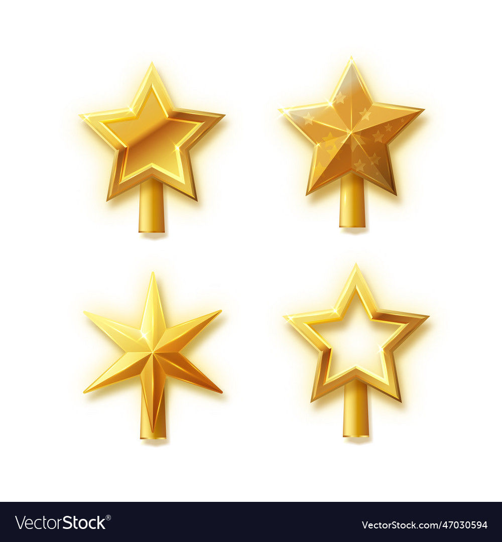 Christmas gold tree topper 3d realistic Royalty Free Vector