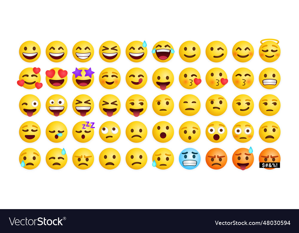 Collection of cute emoticons reaction for social Vector Image