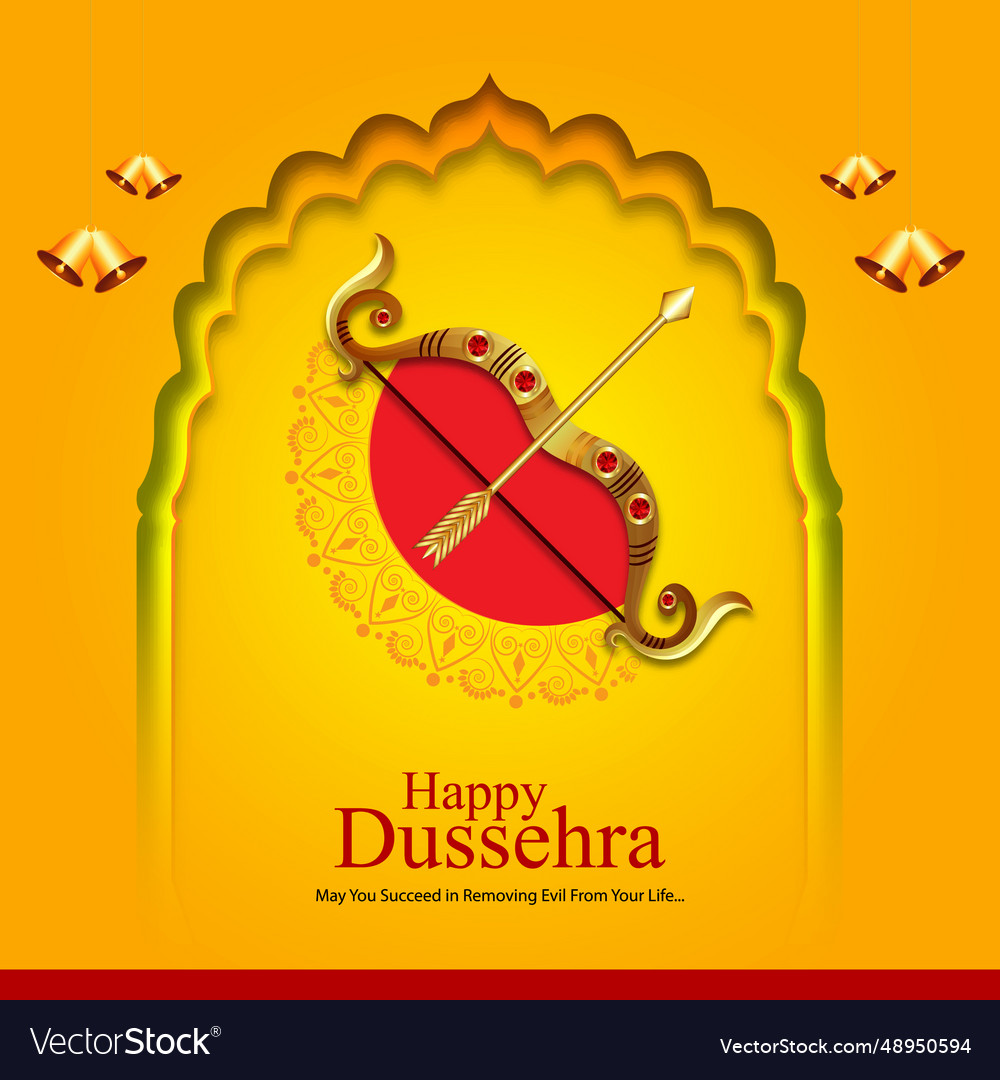 Free happy dussehra bow and arrow festival Vector Image