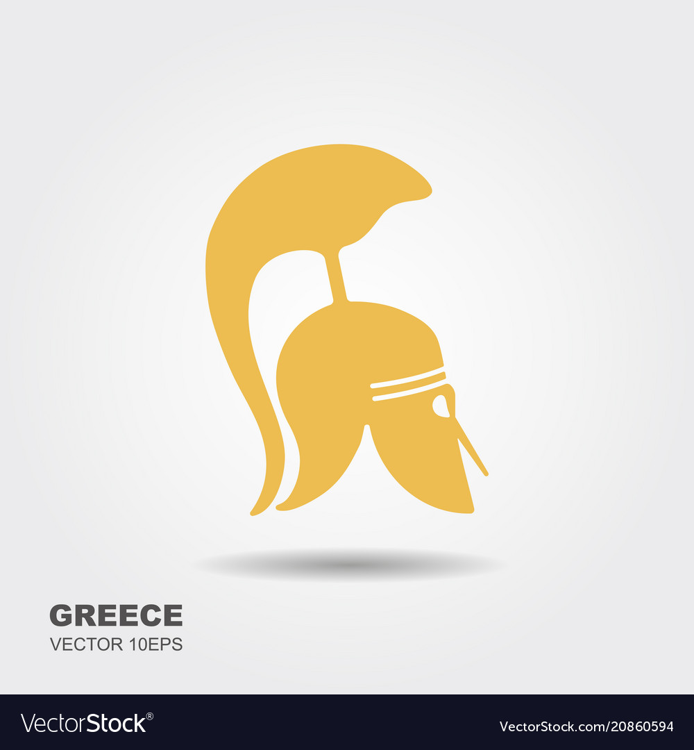 Greek ancient helmet icon isolated on white vector image Greek ancient helmet icon isolated on white